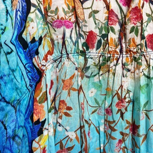 Gottex Women's Kaftan Dress Multicolor Medium Floral Print Bohemian Keyhole Neck - Picture 5 of 10